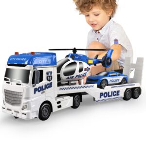 Big Truck Simulation Game Set Farm Truck Fire Construction Police Car Vehicle Abs Plastic Semi Truck Toys