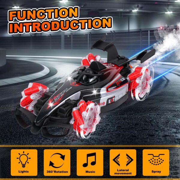 1:12 Scale 2.4GHz Remote Control Car Racing Drift 360 Rotating With Light Sound Spray Rc Stunt Car Toys - 画像 2