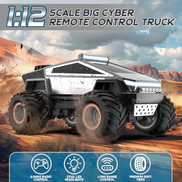 Newly Alloy Design Cybertruck Electric Pickup Big Wheel Off-road Rc Toy Car With Lights and Music Cybertruck-tesla - 영상 6