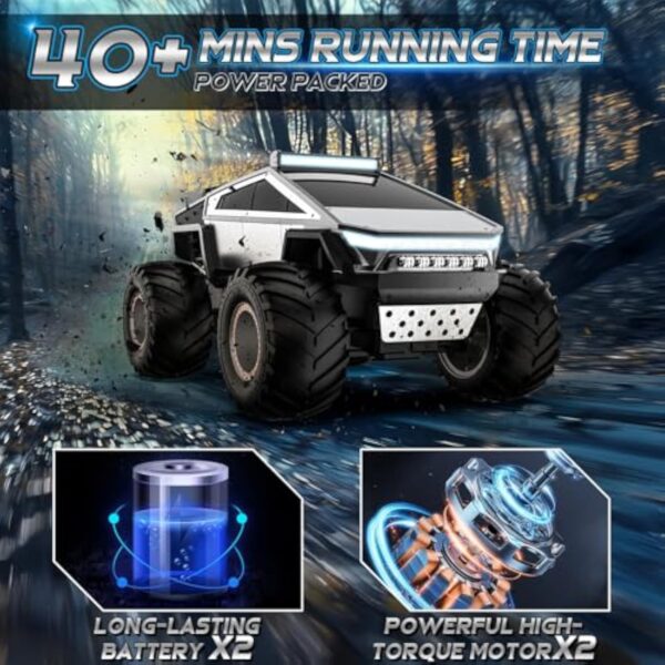 Newly Alloy Design Cybertruck Electric Pickup Big Wheel Off-road Rc Toy Car With Lights and Music Cybertruck-tesla - 영상 4