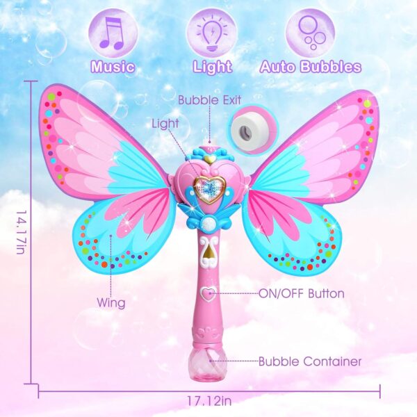Newest Beauty Full-Automatic Wings Bubble Magic Bubble Wand Light Up With Music Plastics Soap Froth Bubble Wand Toys - Image 5