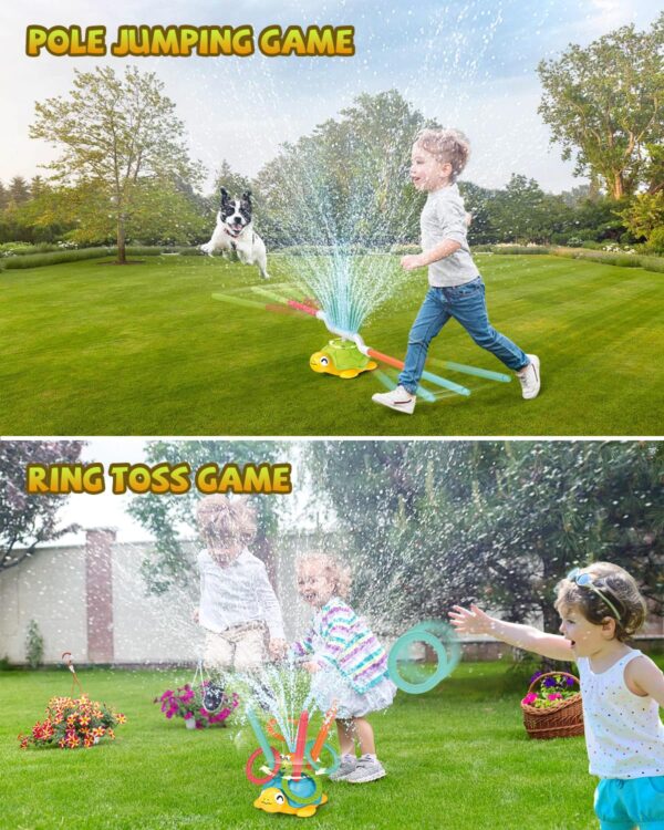 3-in-1 Plastic Turtle Water Sprinkler Summer Fun Backyard Games with Splash Water Toys for Kids - Imagem 5