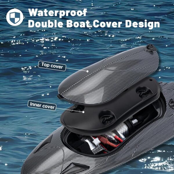 2.4g Carbon Fiber Rc Radio Electric High Speed 25km/h Vortex Turbine Jet Brushless Remote Control Boat - Image 6