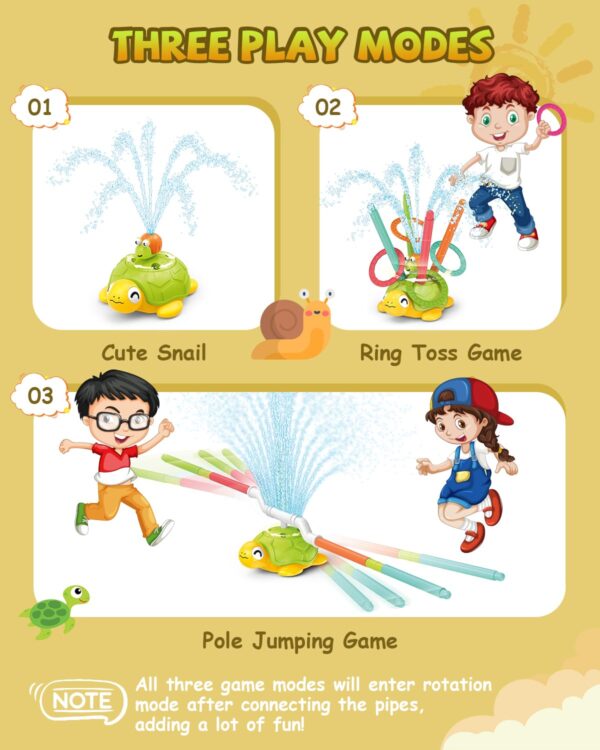 3-in-1 Plastic Turtle Water Sprinkler Summer Fun Backyard Games with Splash Water Toys for Kids - Imagem 4