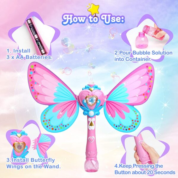 Newest Beauty Full-Automatic Wings Bubble Magic Bubble Wand Light Up With Music Plastics Soap Froth Bubble Wand Toys - Image 3