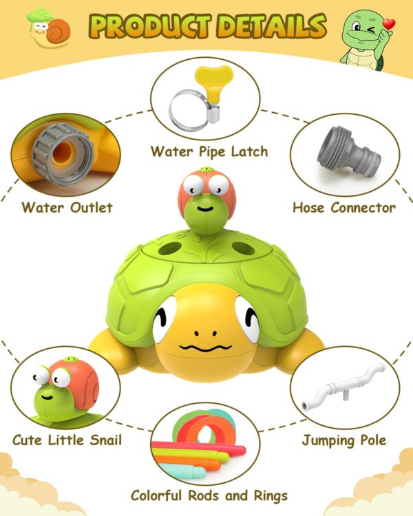 3-in-1 Plastic Turtle Water Sprinkler Summer Fun Backyard Games with Splash Water Toys for Kids - Imagem 3