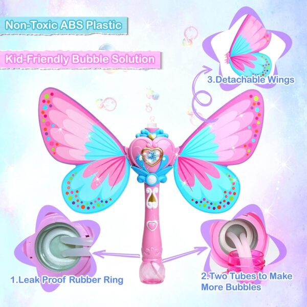 Newest Beauty Full-Automatic Wings Bubble Magic Bubble Wand Light Up With Music Plastics Soap Froth Bubble Wand Toys - Image 2
