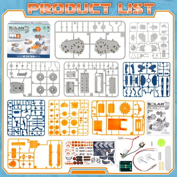 21 In-1 Solar Robot Building STEM Toy Educational Toy Battery Solar Powered STEM Building Toy Set with 210 Pieces - Image 3