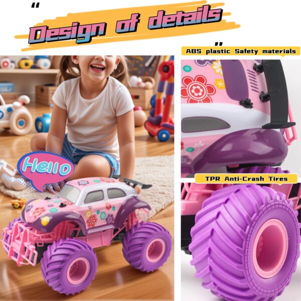 Remote Control Car Color Pink Climbing High Speed Off Road Vehicle 1/18 Remote Controlled Car - Imagen 3