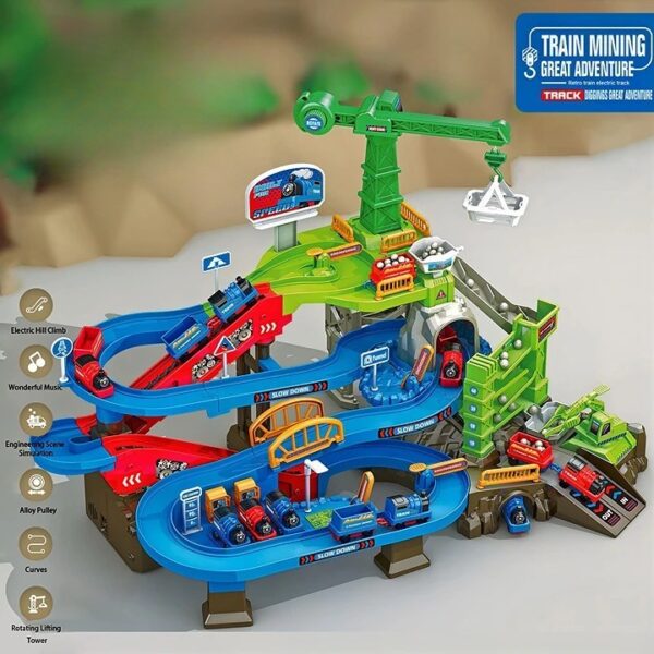 Train Race Track Children Educational Space Adventure Set Inertial Car Sliding Boys and Girls Track Parking Lot Toys - Imagem 6