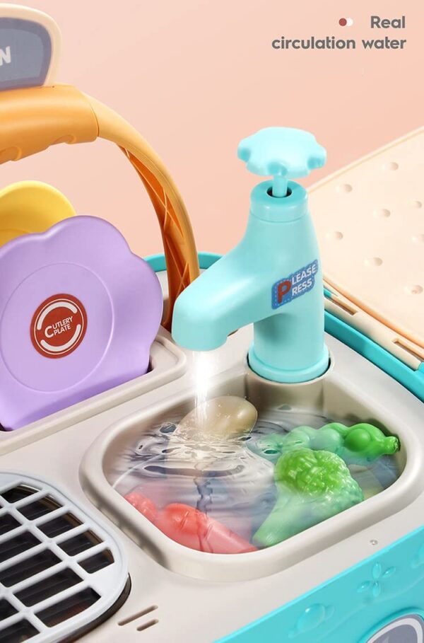 Kids Kitchen Set Toy Pretend Play Picnic Cooking Toys Kitchen Play Sets Portable Pinic Basket Toys for Kids Boys Girls - Image 4