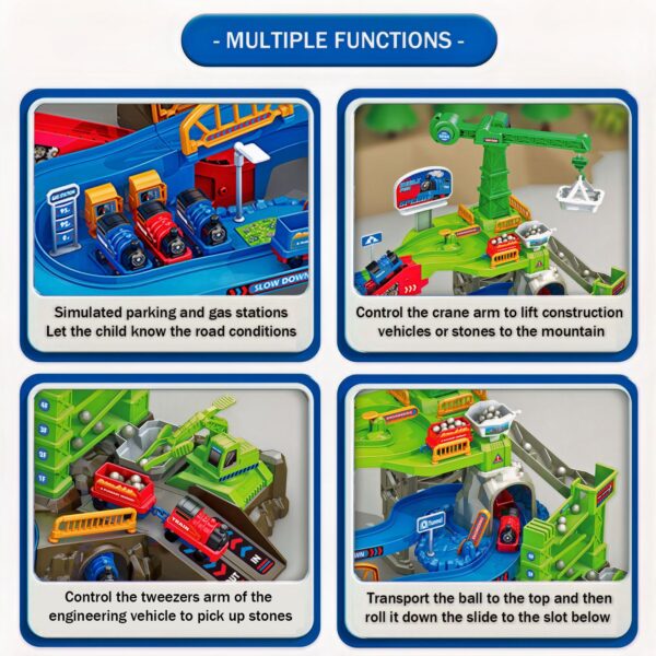 Train Race Track Children Educational Space Adventure Set Inertial Car Sliding Boys and Girls Track Parking Lot Toys - Imagem 3