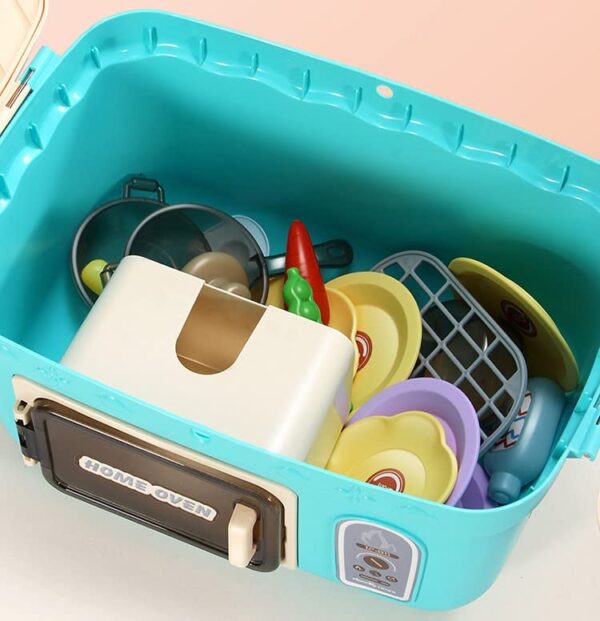 Kids Kitchen Set Toy Pretend Play Picnic Cooking Toys Kitchen Play Sets Portable Pinic Basket Toys for Kids Boys Girls - Image 3