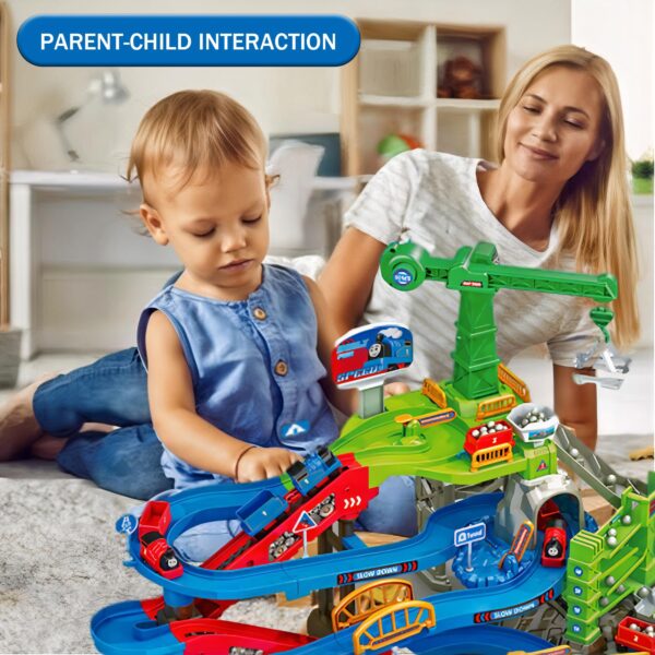 Train Race Track Children Educational Space Adventure Set Inertial Car Sliding Boys and Girls Track Parking Lot Toys - Imagem 7