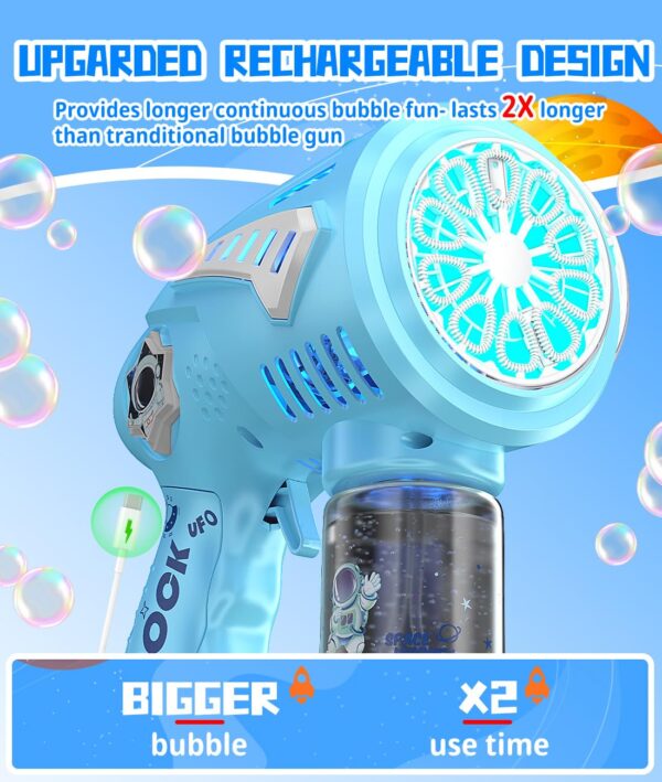 Hot Selling 72 Holes Bubble Gun Toy Space Bubble Blaster with LED Light Rechargeable Bubble Machine for Kids - Изображение 5