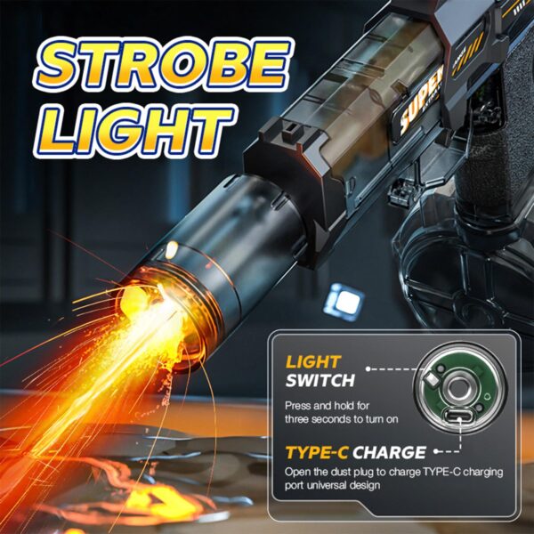 New Electric Water Pistol Automatic Light-Up Silencer Summer Outdoor Battery Water Squirt Gun Toys - Imagen 6