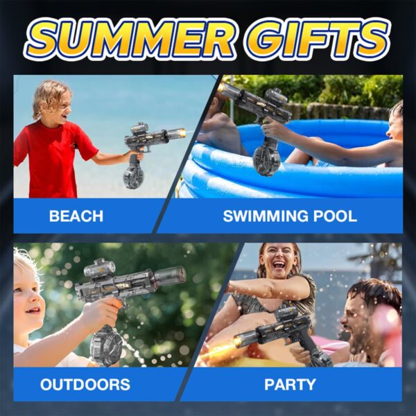 New Electric Water Pistol Automatic Light-Up Silencer Summer Outdoor Battery Water Squirt Gun Toys - Imagen 2