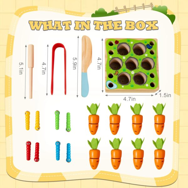 Hot Sales 4in1 Baby Montessori Wooden Toys Developmental Shape Sorting & Matching Puzzle Carrots Harvest Game for Kids - Image 2