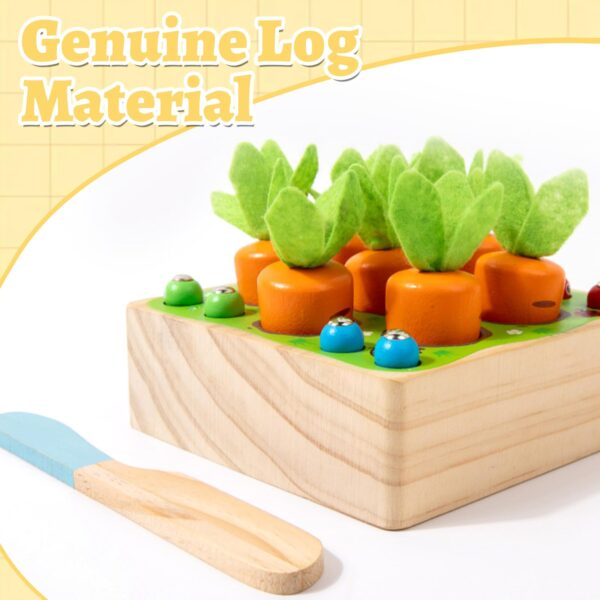Hot Sales 4in1 Baby Montessori Wooden Toys Developmental Shape Sorting & Matching Puzzle Carrots Harvest Game for Kids - Image 3