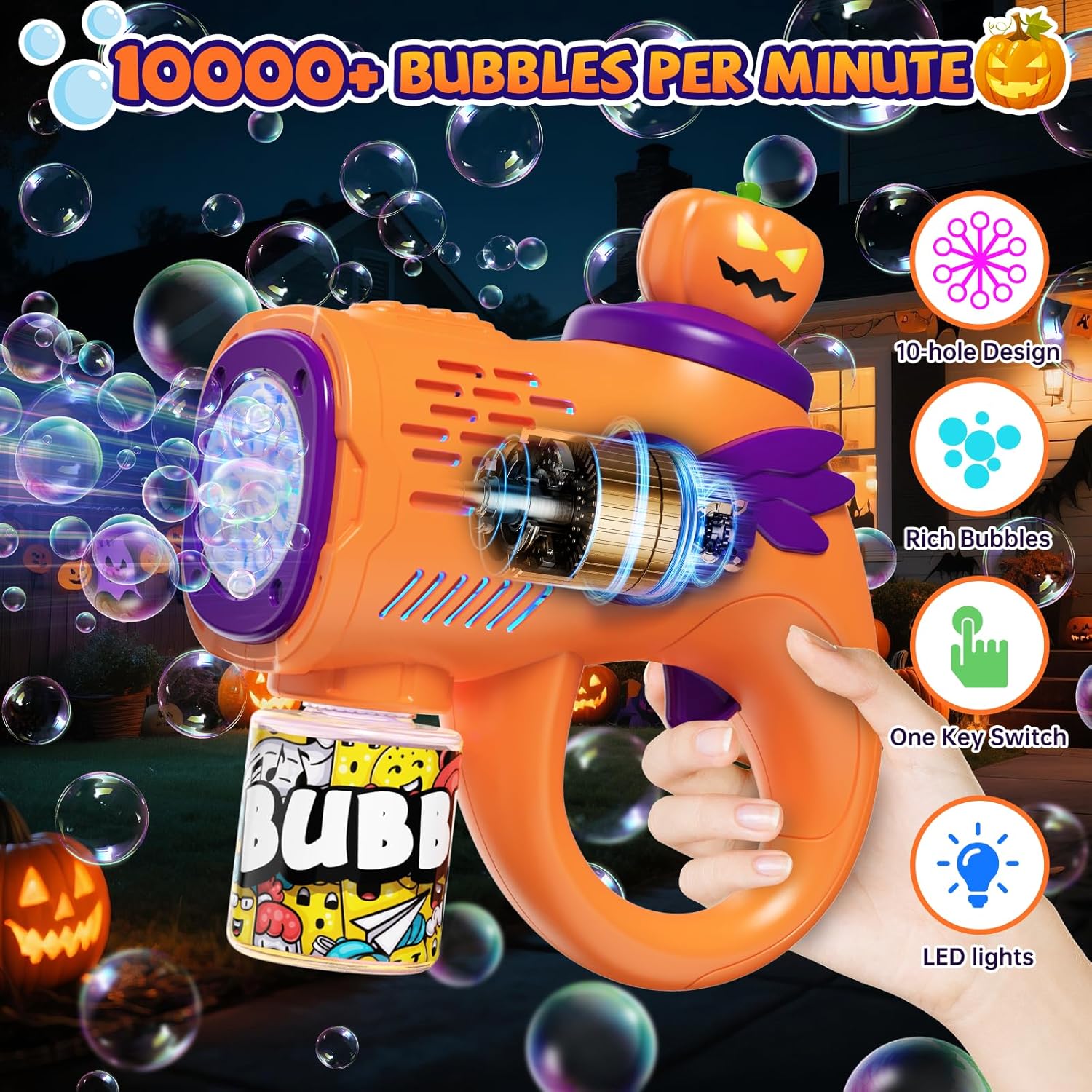 New Automatic Bubble Maker Blaster Toys with LED Lights Bubble Machine for Kids Halloween Bubble Gun - 영상 8