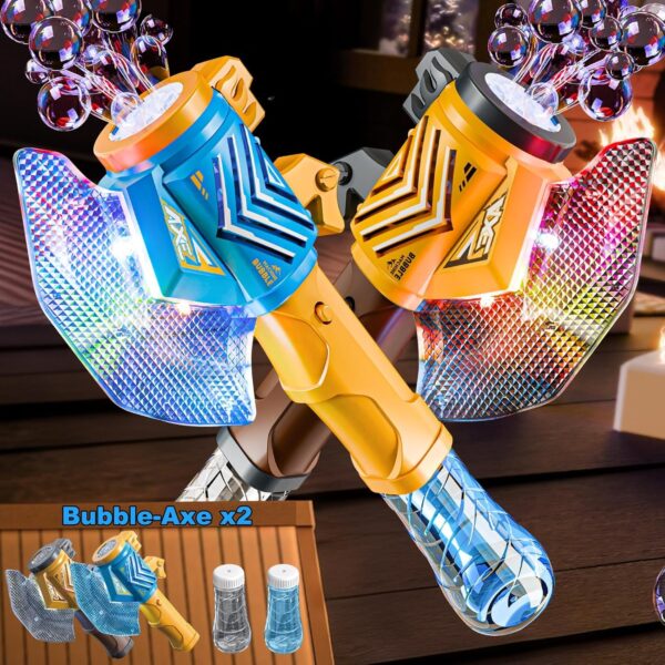 Axe Wand Bubble Machine for Kids Bubble Wands Automatic Light up Bubble Guns for Toddlers Outdoor Party Birthday Toys - 영상 7