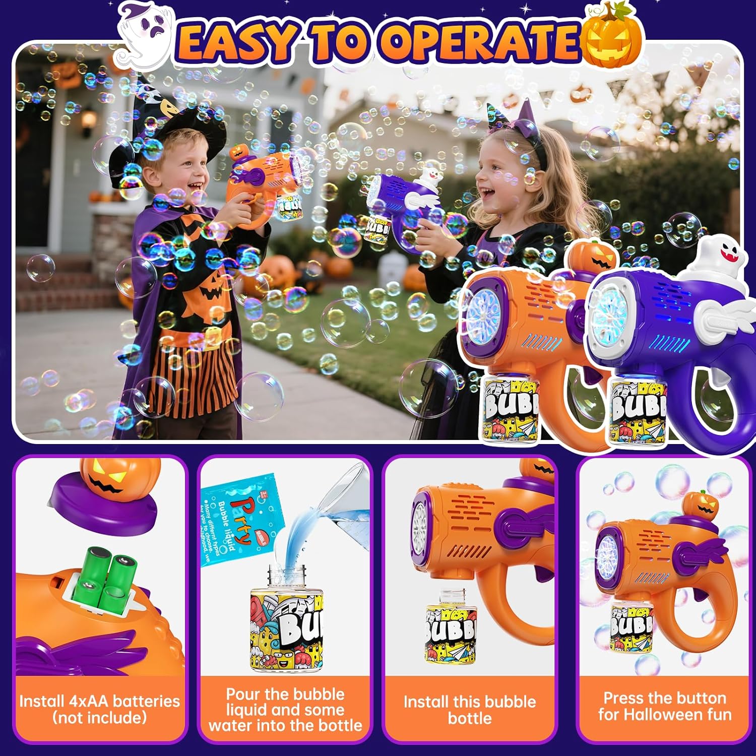 New Automatic Bubble Maker Blaster Toys with LED Lights Bubble Machine for Kids Halloween Bubble Gun - 영상 7