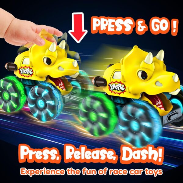 Press and Go Cars Toys Inertial Glide Model Light-up Toys Pull Back Truck Monster Truck Toys Dinosaur Cars - 영상 6