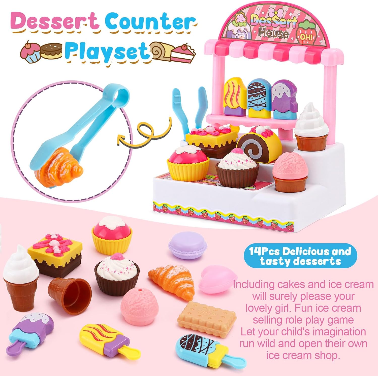 Faire semblant de jouer au supermarché, caisse enregistreuse, jouet, magasin de crème glacée avec Scanner, calculatrice d'argent, Desserts - Image 8