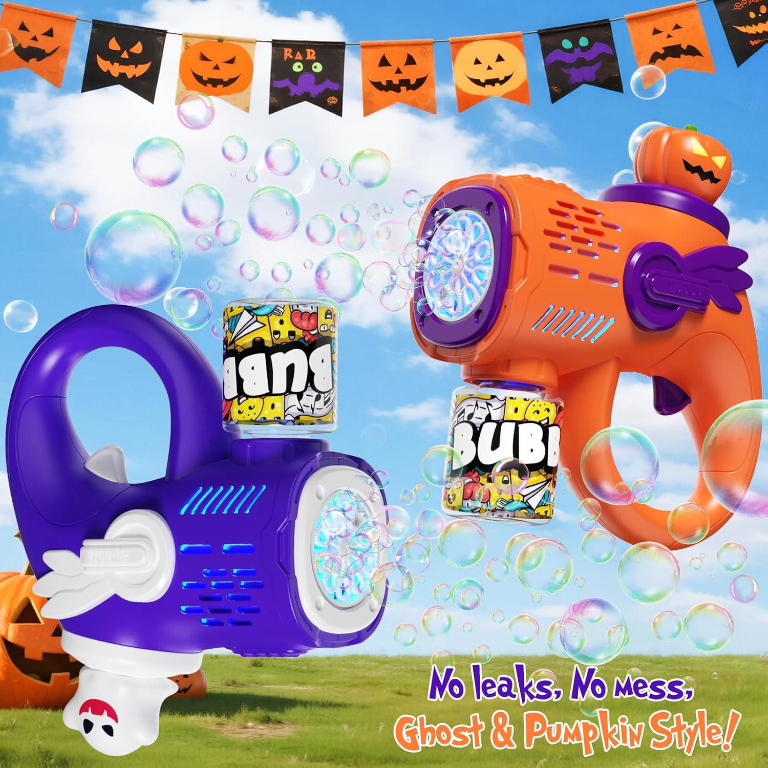 New Automatic Bubble Maker Blaster Toys with LED Lights Bubble Machine for Kids Halloween Bubble Gun - 영상 5