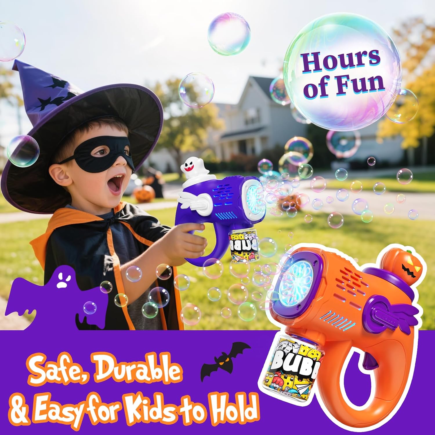 New Automatic Bubble Maker Blaster Toys with LED Lights Bubble Machine for Kids Halloween Bubble Gun - 영상 4