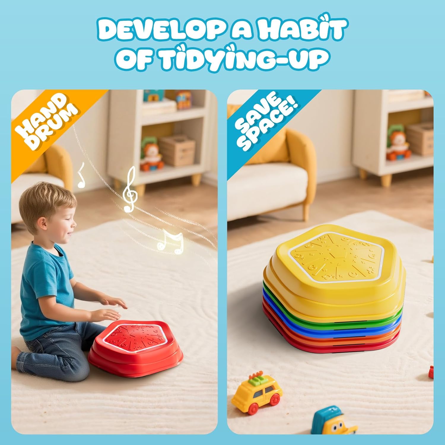 Non-Slip Balance Stone Stepping Stones Balance Sensory Toys 5pcs Rechargeable Stepping Stones with Light & Music - Image 6