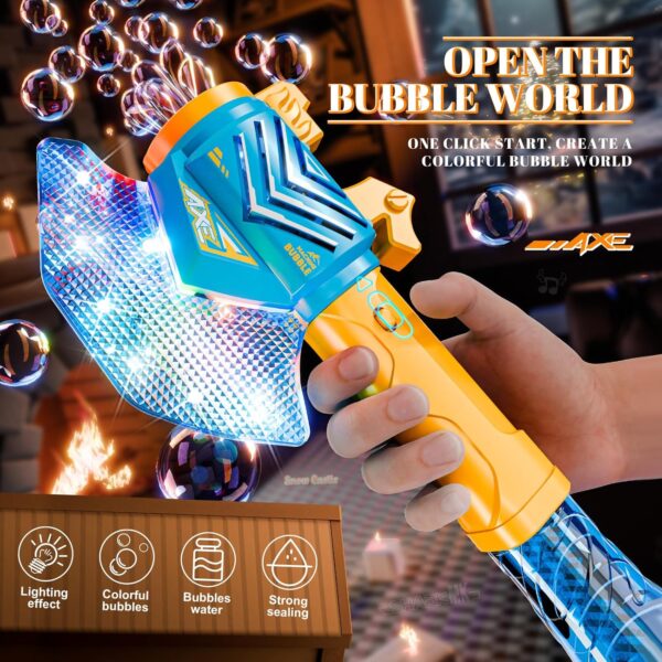 Axe Wand Bubble Machine for Kids Bubble Wands Automatic Light up Bubble Guns for Toddlers Outdoor Party Birthday Toys - 영상 3