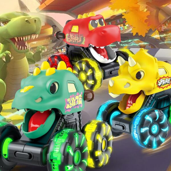Press and Go Cars Toys Inertial Glide Model Light-up Toys Pull Back Truck Monster Truck Toys Dinosaur Cars - 영상 2