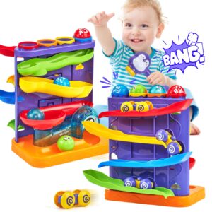 Rolling Ball Track Pieces Toys Baby 2 ~에 1 Penguin Hammer Pounding Montessori Toys Plastic Roller coaster Ball Ramp Toy