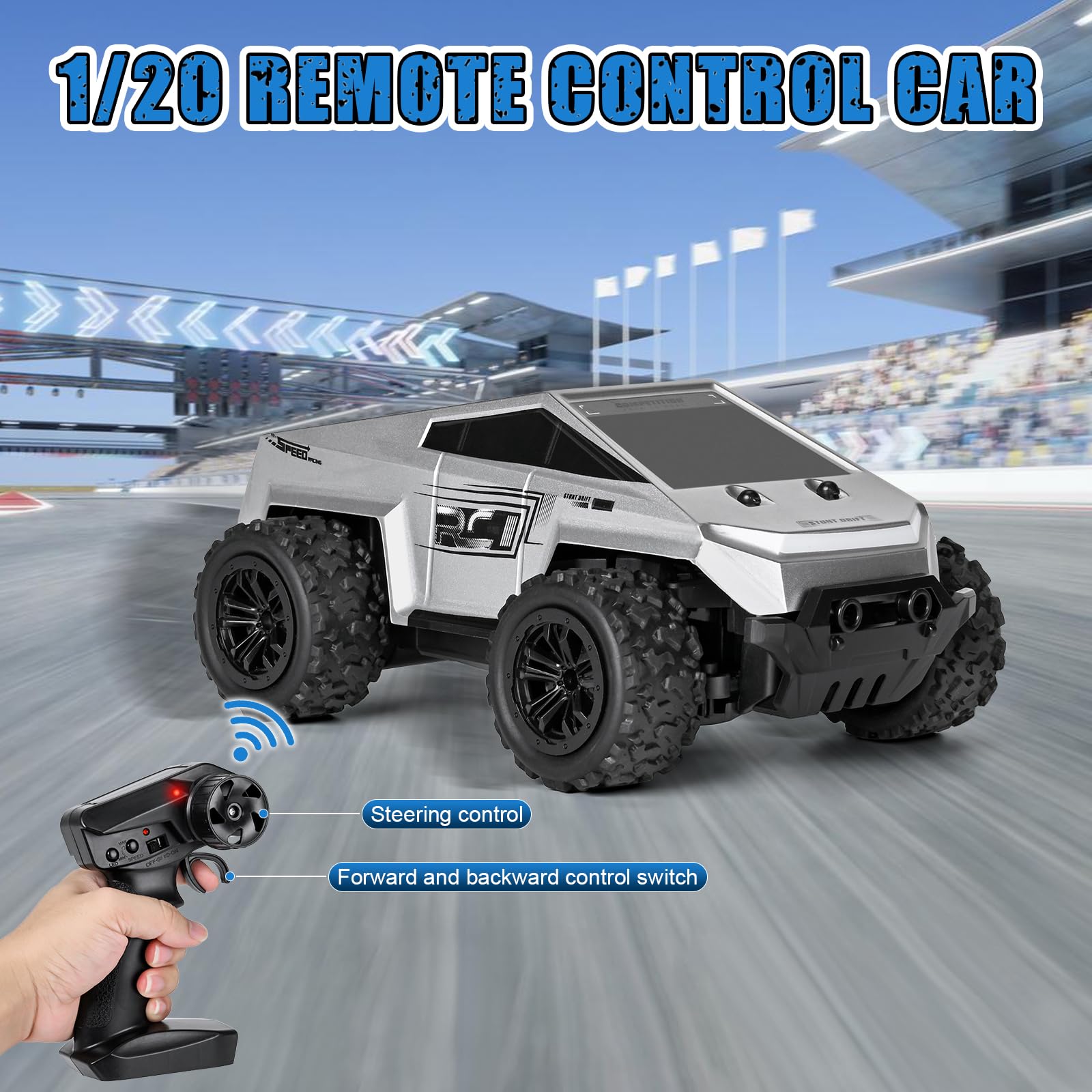 새로운 1:20 Off-Road Monster 12KM/H 2.4G High-Speed Remote Control Car with Phone Control - 영상 5