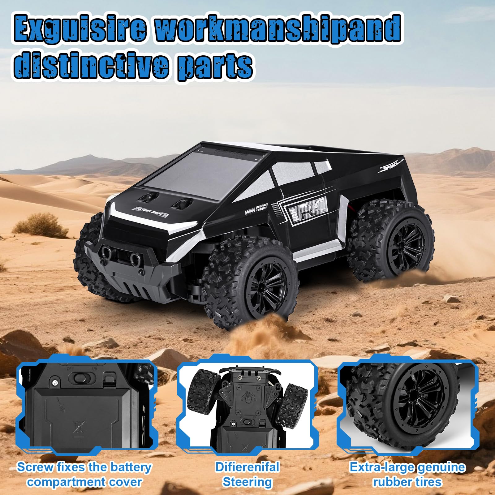 새로운 1:20 Off-Road Monster 12KM/H 2.4G High-Speed Remote Control Car with Phone Control - 영상 4