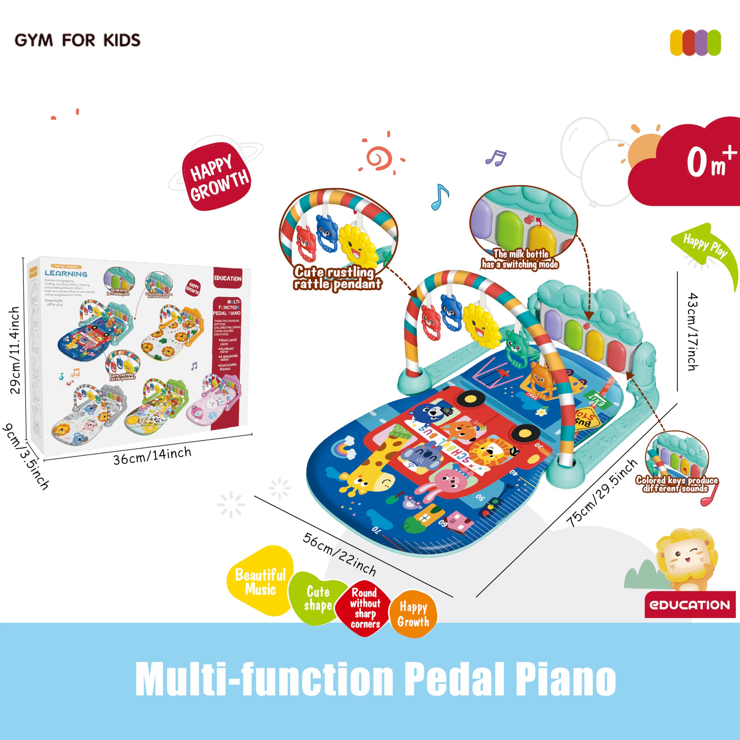 Multi-functional Activity Fitness Play Piano Gym Baby Play Gym Musical Mat Baby Gyms Play Mats - Image 4
