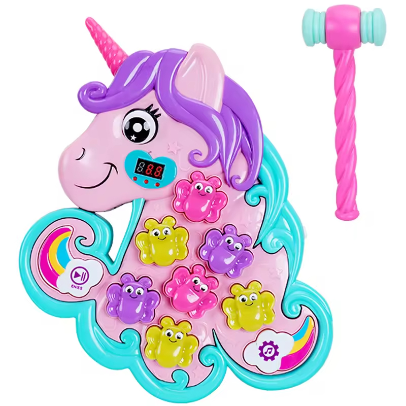 Educational Interactive Electric Whack a Frog Unicorn Hammer Mole Type Game