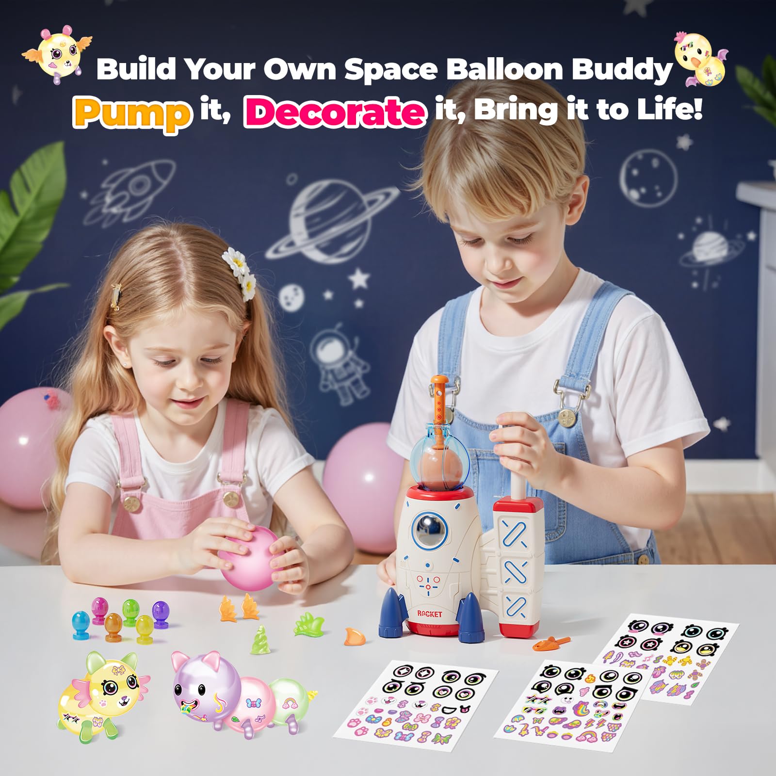 Creative Arts Crafts DIY Space Magic Balloon Craft Kit for Kids Birthday Gift with Balloons Accessories - Изображение 4