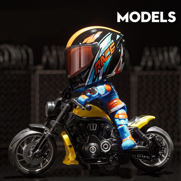 Diecast Toys Plastic Transforming Racing Drivers Toys Motorcycle Rider Figures for Kids - 영상 7