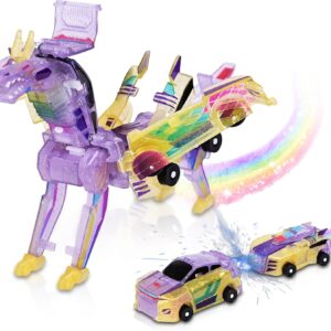 New Crystal Flying Dragon 2 en 1 Magnetic Cars Collision Transform Into Dino Toys