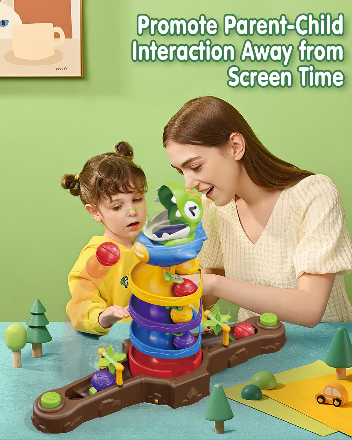 Catapult Balls Rotating Ball Desktop Dinosaur Ball Drop Toys Catapult Ball Battle Game Toy Set Family Electronic Board Games - 영상 4