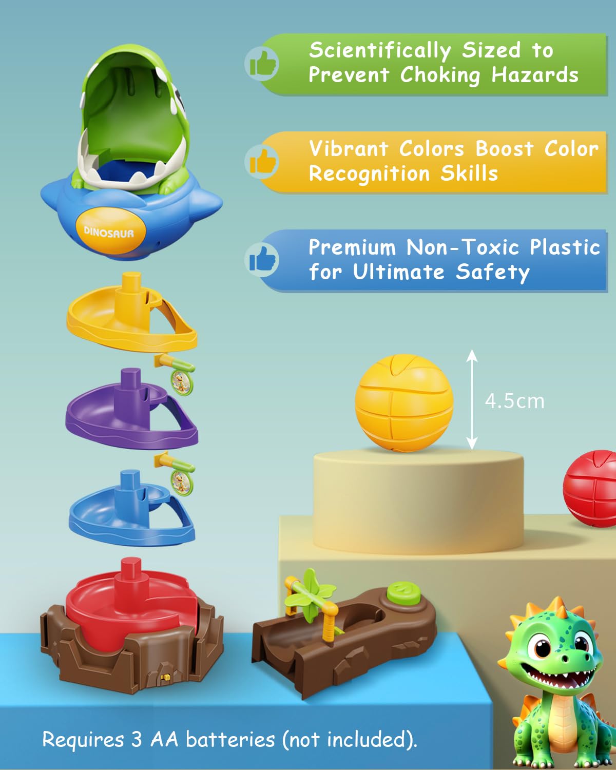 Catapult Balls Rotating Ball Desktop Dinosaur Ball Drop Toys Catapult Ball Battle Game Toy Set Family Electronic Board Games - 영상 3