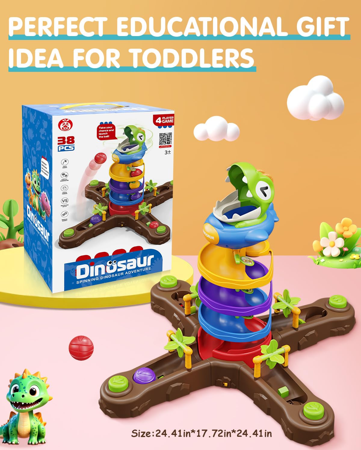 Catapult Balls Rotating Ball Desktop Dinosaur Ball Drop Toys Catapult Ball Battle Game Toy Set Family Electronic Board Games - 영상 6