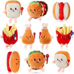 Plush Doll Manufacturers Fast Food Stuffed Hamburger French Fries Toast Hot Dog Cute Mini Custom Soft Plush Promotional Keychain