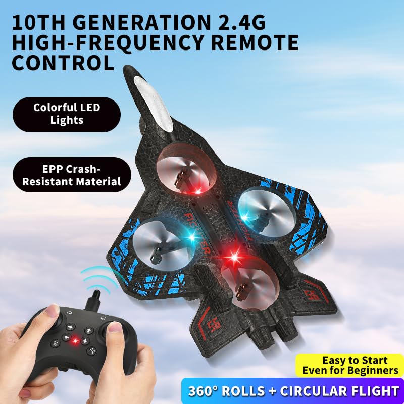 Factory 360° Circling RC Fighter Jet Foam Plane Toy with Light 2.4G Stunt EPP Airplane Foam RC Plane Drone - 영상 6