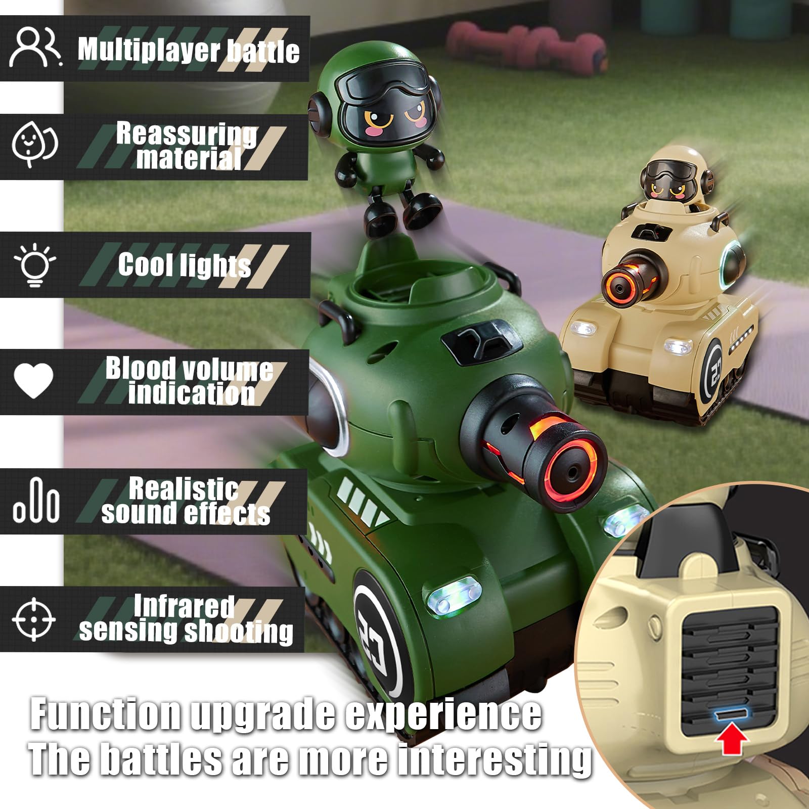 2 Pack Cute Cartoon Remote Control Rc Battle Tanks with Laser Tag Hobby RC Battle Tanks - 영상 5