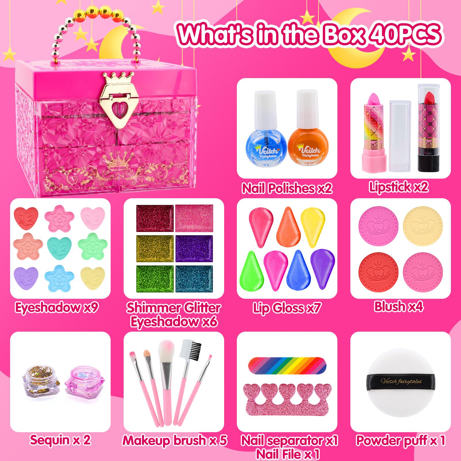 Wholesale Princess Makeup Toys DIY Bead Bracelet Making Kit Cosmetics Toy Plastic Full Set Makeup Toys Kids - 영상 9