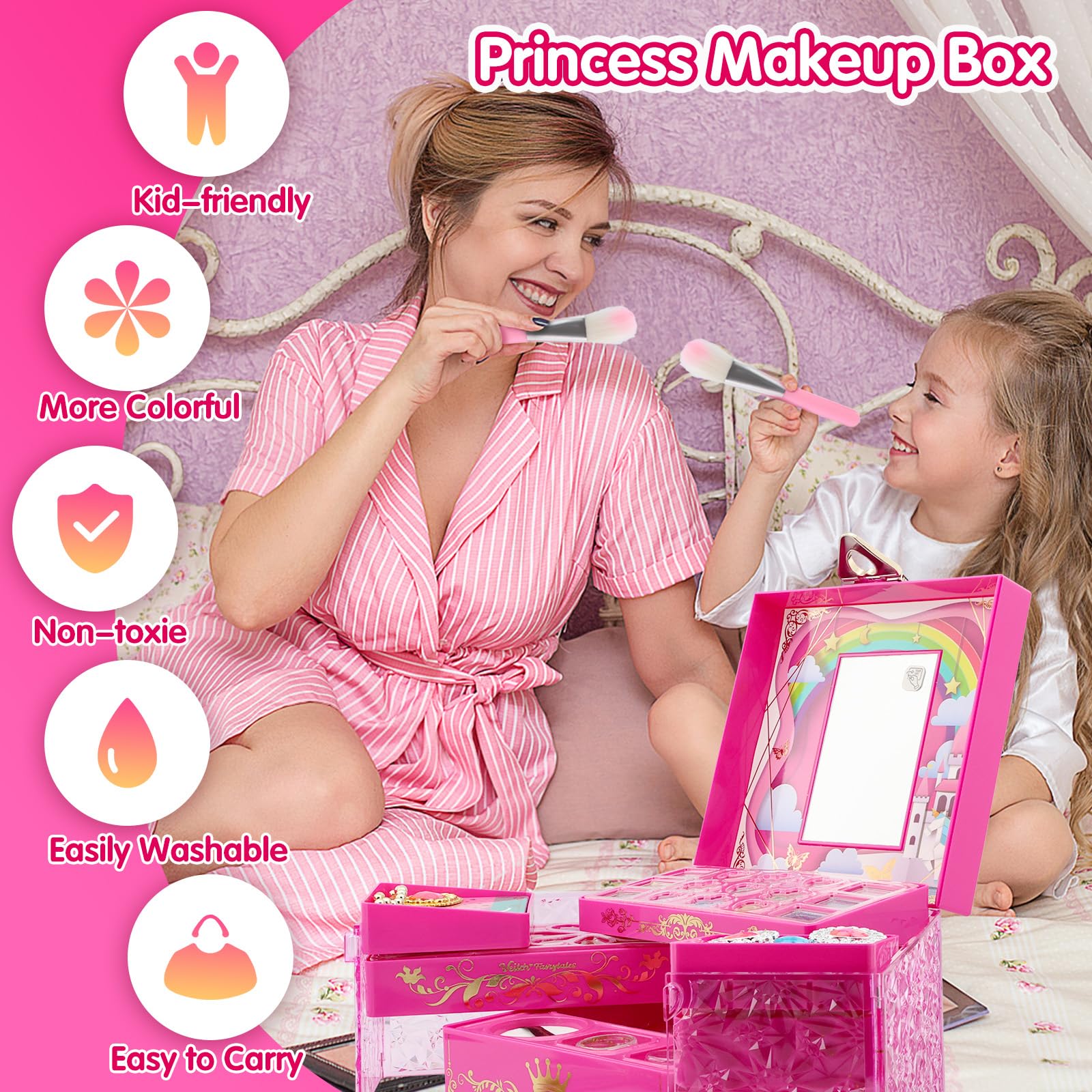 Wholesale Princess Makeup Toys DIY Bead Bracelet Making Kit Cosmetics Toy Plastic Full Set Makeup Toys Kids - 영상 6