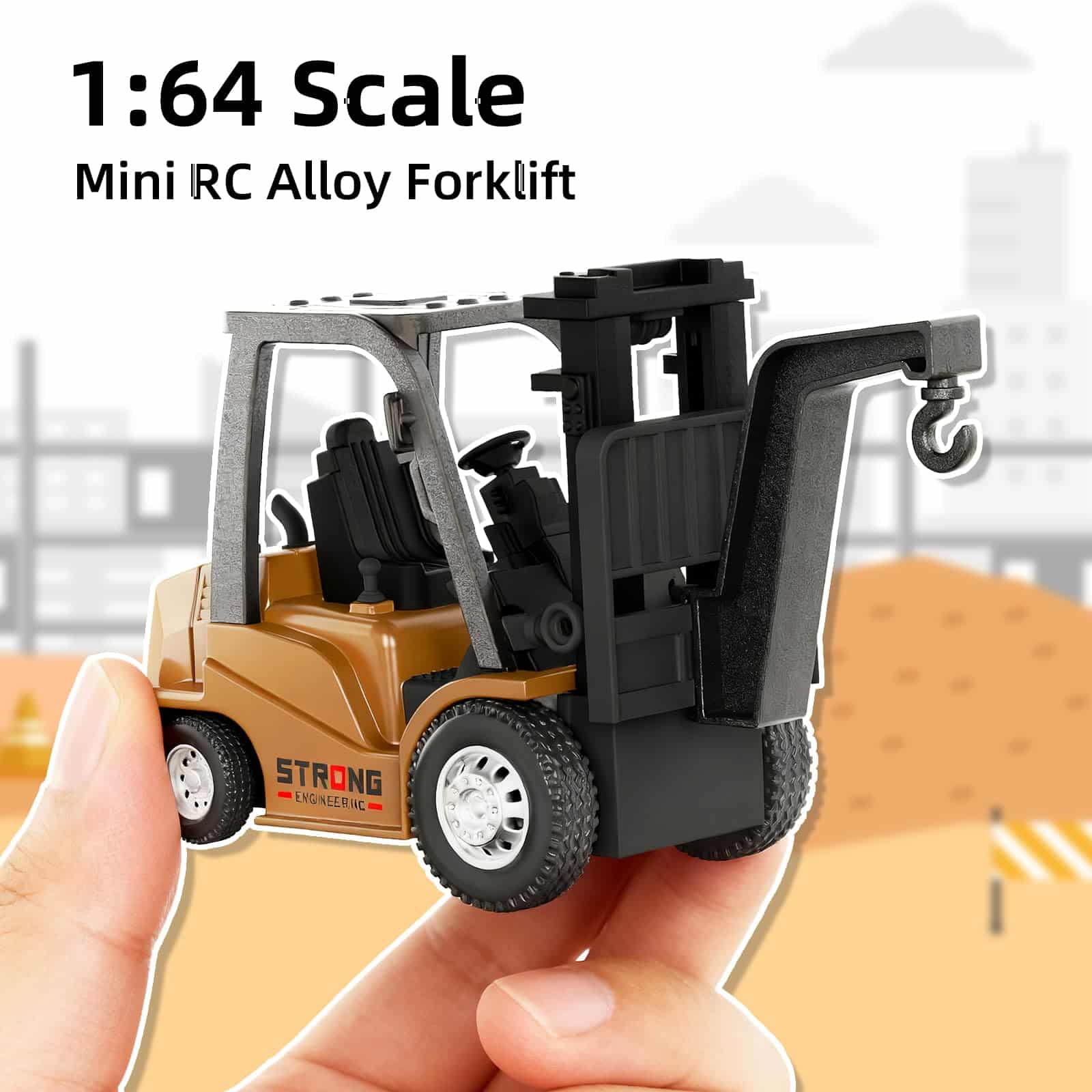 2 ~에 1 변형 가능한 리프트 포크 & 후크 미니 RC 건설 차량 충전식 1/64 미니 Rc 지게차 - 영상 4